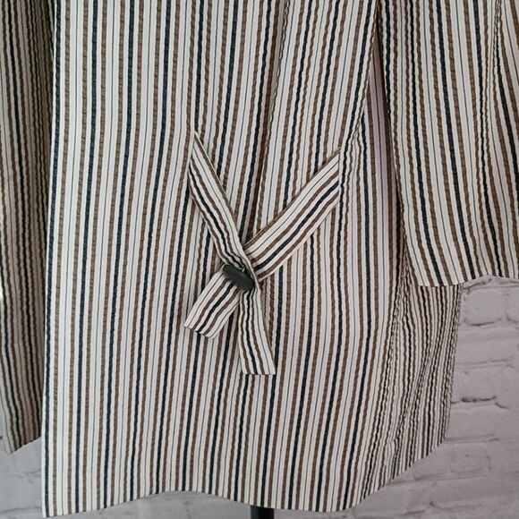 Vintage 70s Black Brown Striped Open Front Blazer - Picture 7 of 15
